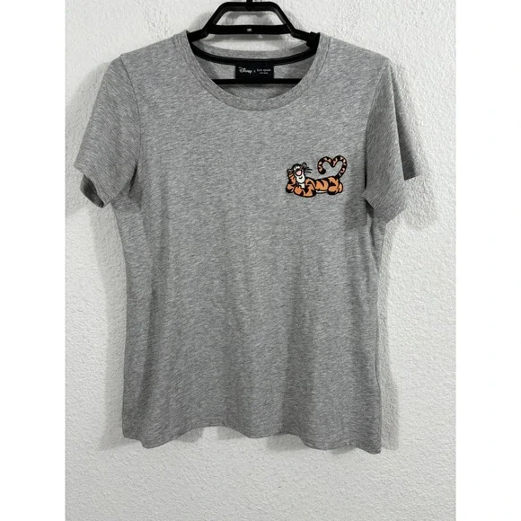 Kate Spade Gray Short Sleeve Tee with Tiger Patch - Picture 1 of 10